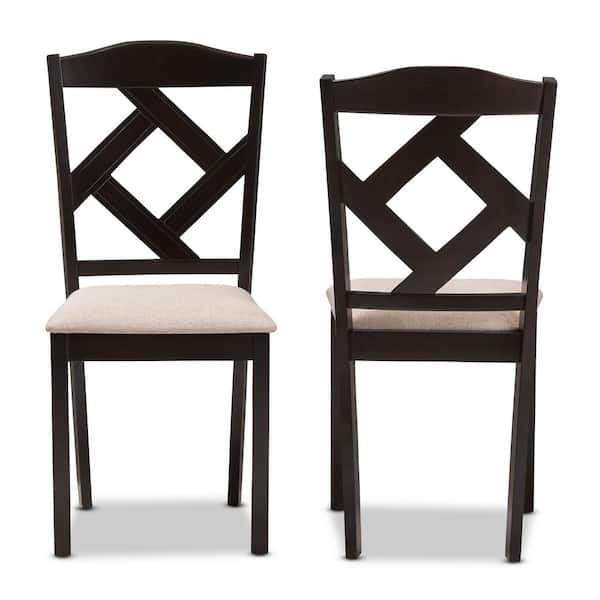 Baxton Studio Ruth Beige and Dark Brown Fabric Dining Chair (Set of 2)