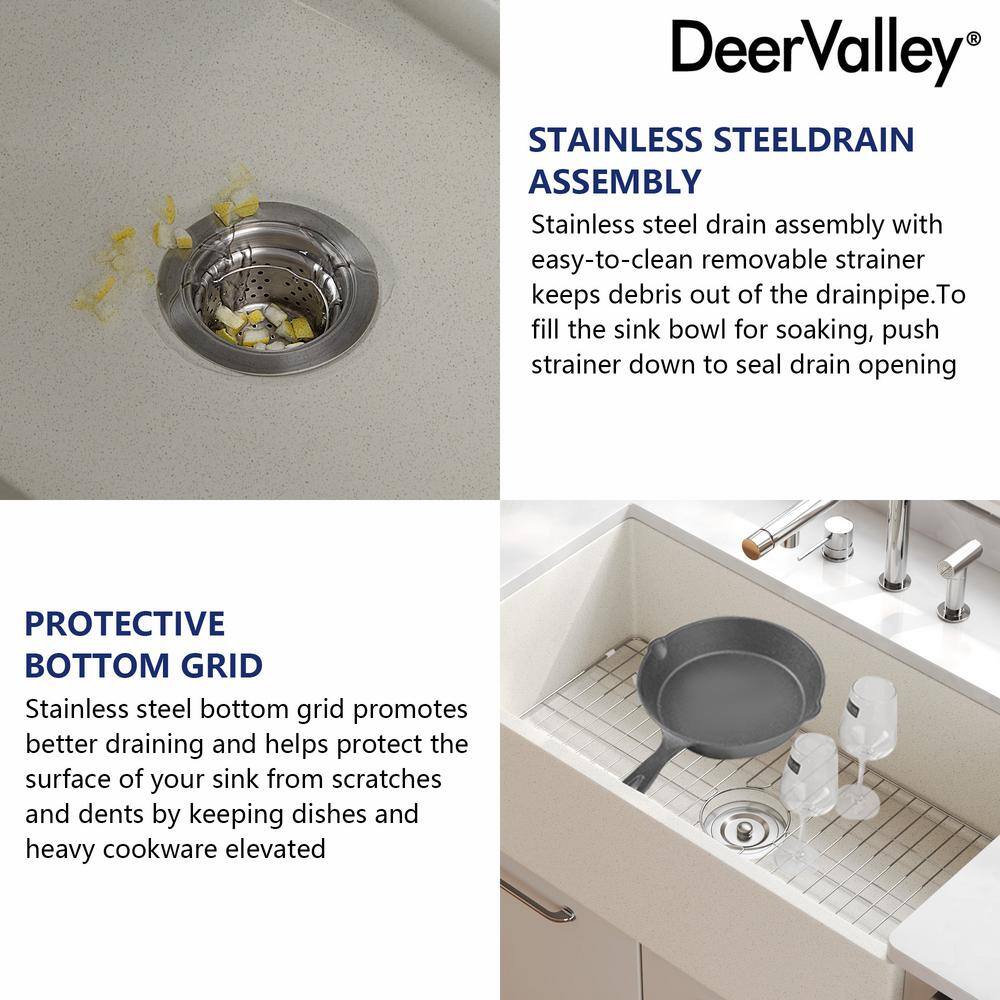 Grit Yellow 33" Concrete Farmhouse Kitchen Sink with Stainless Steel Grid