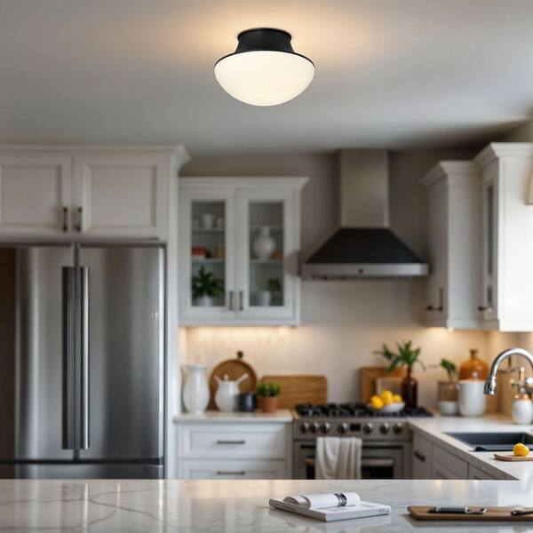 Kenroy Home Chelsea 7 in. 1-Light Black Flush Mount with
