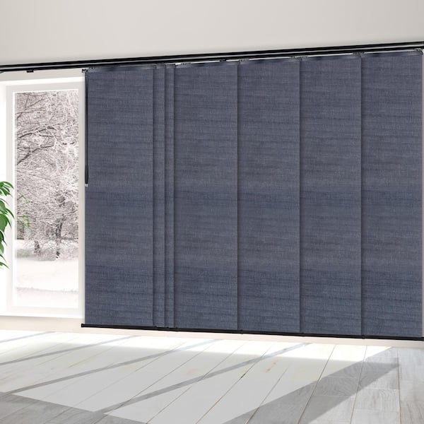 EMOH Midnight Blue 110 in. - 153 in. W x 94 in. L 7-Panel Black Single Rail Panel Track with 23.4 in. Slates