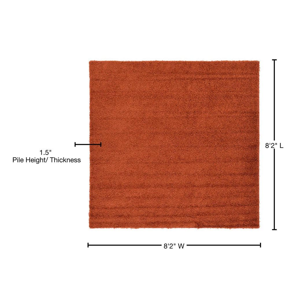 Kids' Playful Square Shag Rug in Vibrant Red-Orange