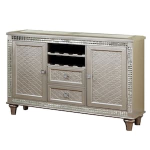 Lin Champagne Glass Top 54 in. Buffet Console Sideboard with 2 Drawers