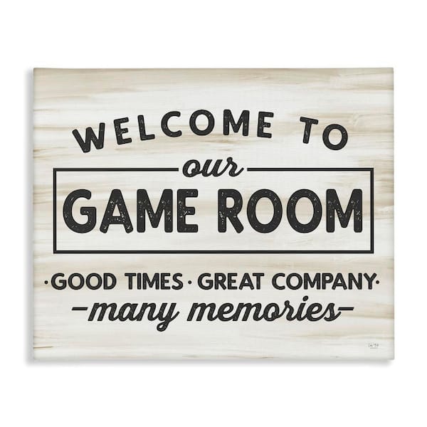 Stupell Industries Welcome To Game Room by Lux + Me Designs 1 Piece Gallery Wrapped Unframed Abstract Graphic Art Print 36 in. x 48 in.