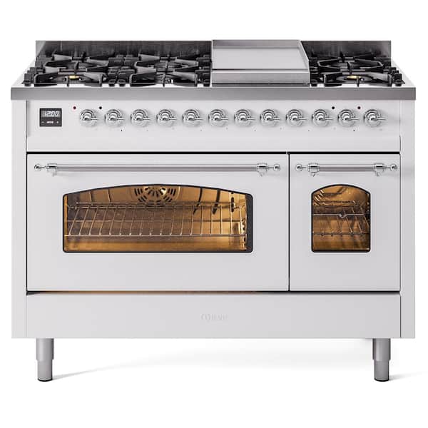 ILVE Nostalgie II 48 in. 8Burner Plus Griddle Double Oven Liquid