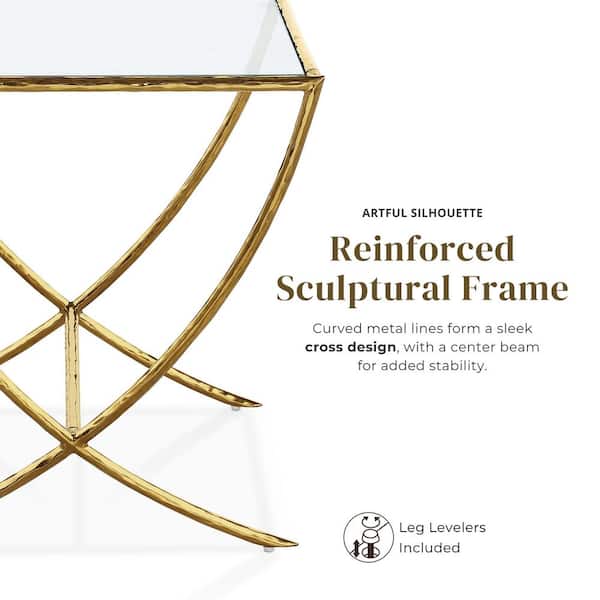 Furniture of America Zayen 24 in. Modern Gold Hammered Stainless