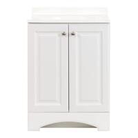 25 in. W x 19 in. D x 35 in. H Single Sink Freestanding Bath Vanity in White with White Cultured Marble Top