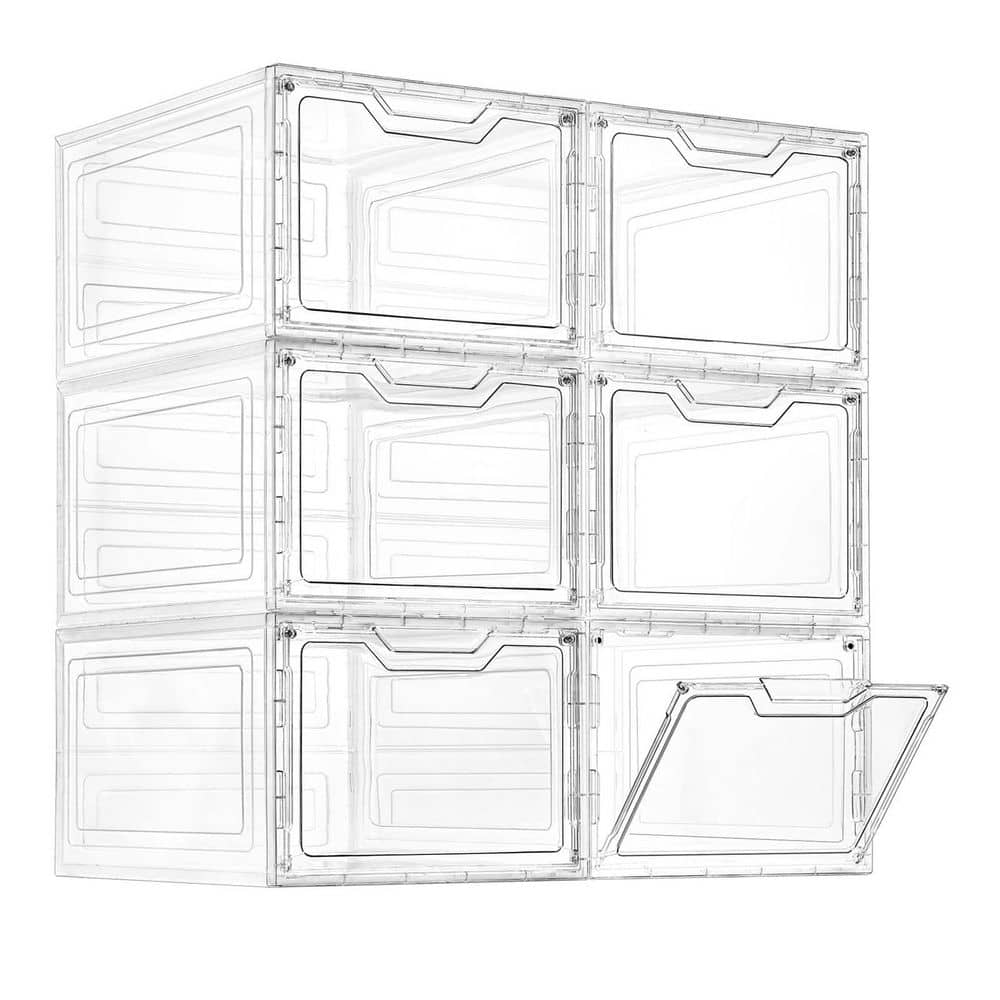 Afoxsos White 13.4 in. x 10.6 in. Plastic Stackable Storage Bins