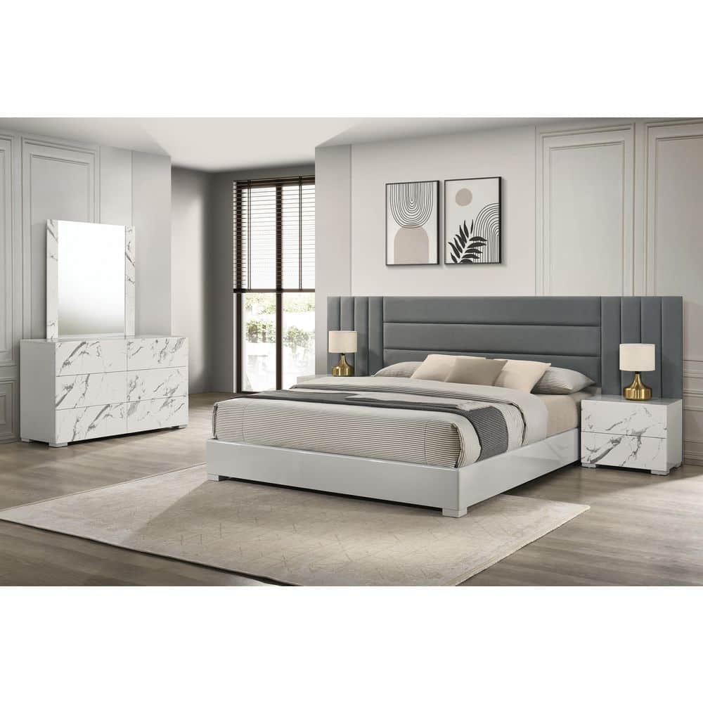 Velasca 2-Drawer Gray Modern Nightstand with Marble Laminate price history on PriceWatchPro