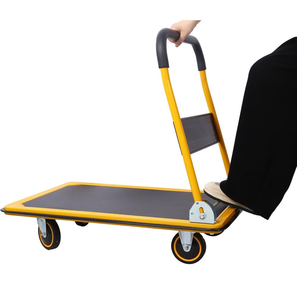 330 lb Capacity Heavy Duty Foldable Steel Hand Truck, Black and Yellow
