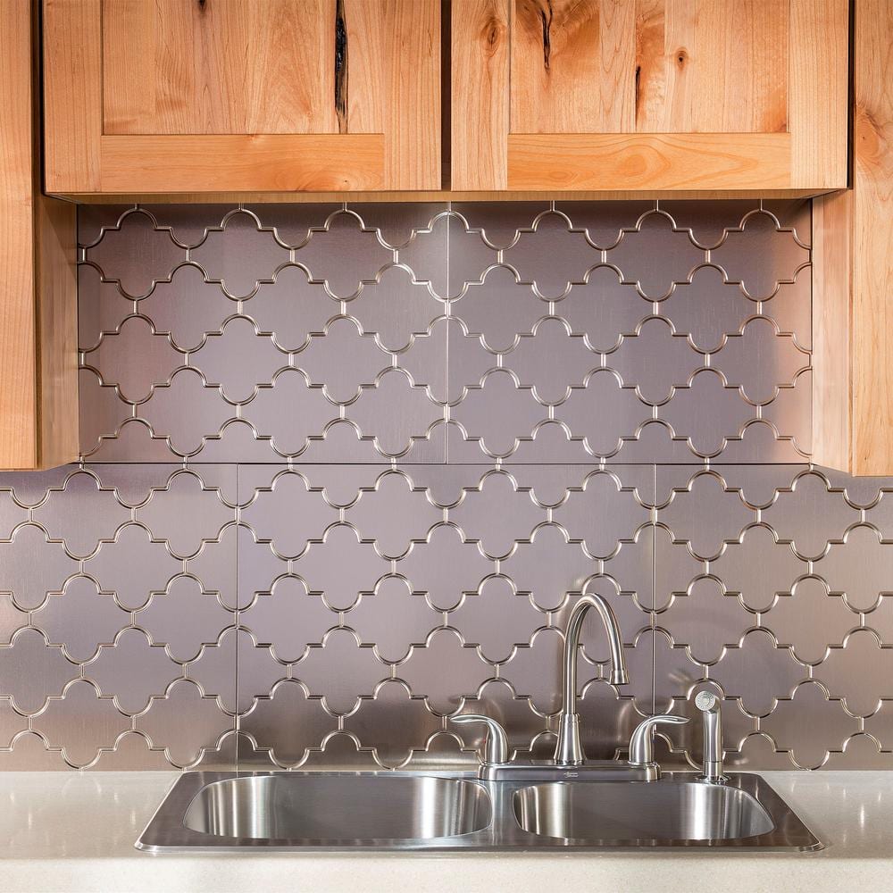 Monaco Brushed Nickel Vinyl Decorative Backsplash Kit