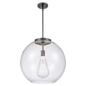 Athens 60-Watt 1-Light Matte Black Shaded Mini Pendant Light with Clear Glass