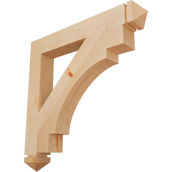 Ekena Millwork 3.5 in. x 30 in. x 30 in. Douglas Fir Merced Arts and Crafts Smooth Bracket