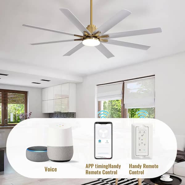 66 in. Smart Integrated LED Indoor/Outdoor Gold Ceiling Fan with Light Kit and Remote Control