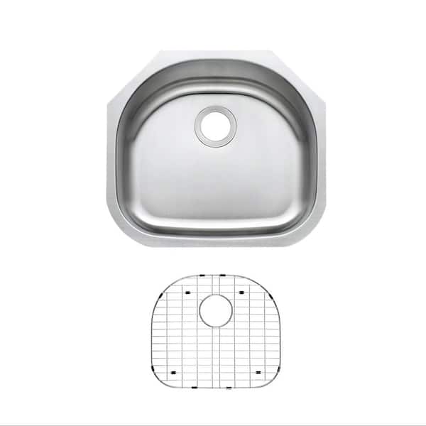 CHESHIRE 23 in. Undermount Single D-Shape Bowl 18-Gauge Stainless Steel Kitchen Sink with Bottom Grid