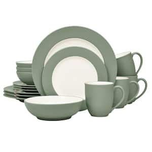 Colorwave Green 16-Piece Rim (Medium Green) Stoneware Dinnerware Set, Service For 4