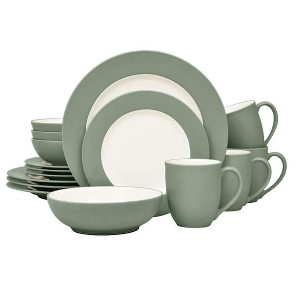Noritake Colorwave Green 16-Piece Rim (Medium Green) Stoneware Dinnerware Set, Service For 4