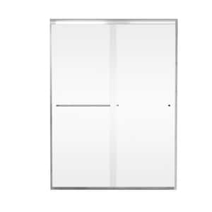 50 - 54 in. W x 72 in. H Sliding Semi Frameless Shower Door, 1/4 (6mm) Clear Tempered Glass in Brushed Nickel