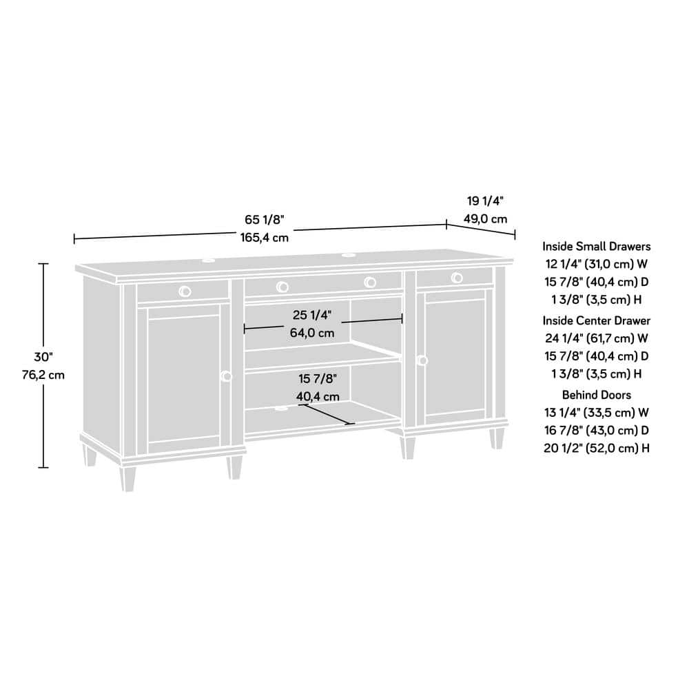 Chalk Oak Wood Credenza with Drawers and Shelves