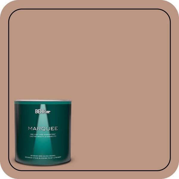 BEHR MARQUEE 1 qt. #S190-4 Spiced Brandy One-Coat Hide Semi-Gloss Enamel Interior Paint & Primer
