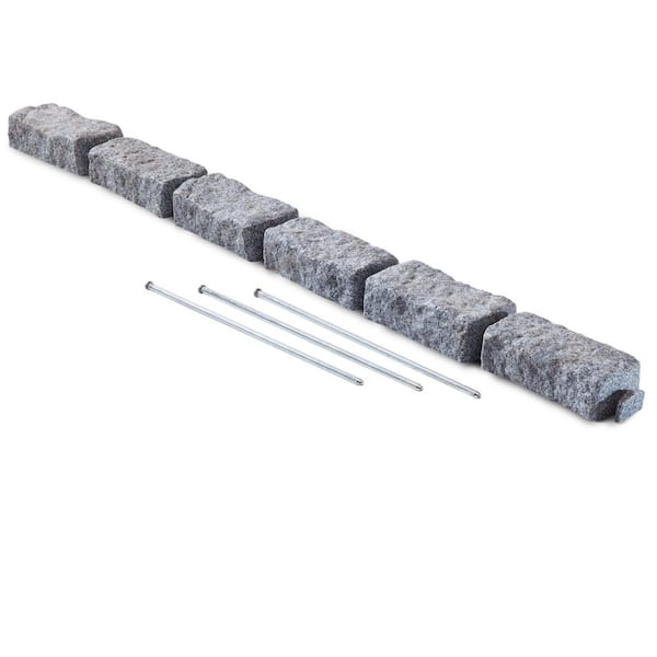 47.5 in. x 2.25 in. x 4 in. Grey Stone (Section) Faux Stone Plastic Garden Edging (1-Pack)