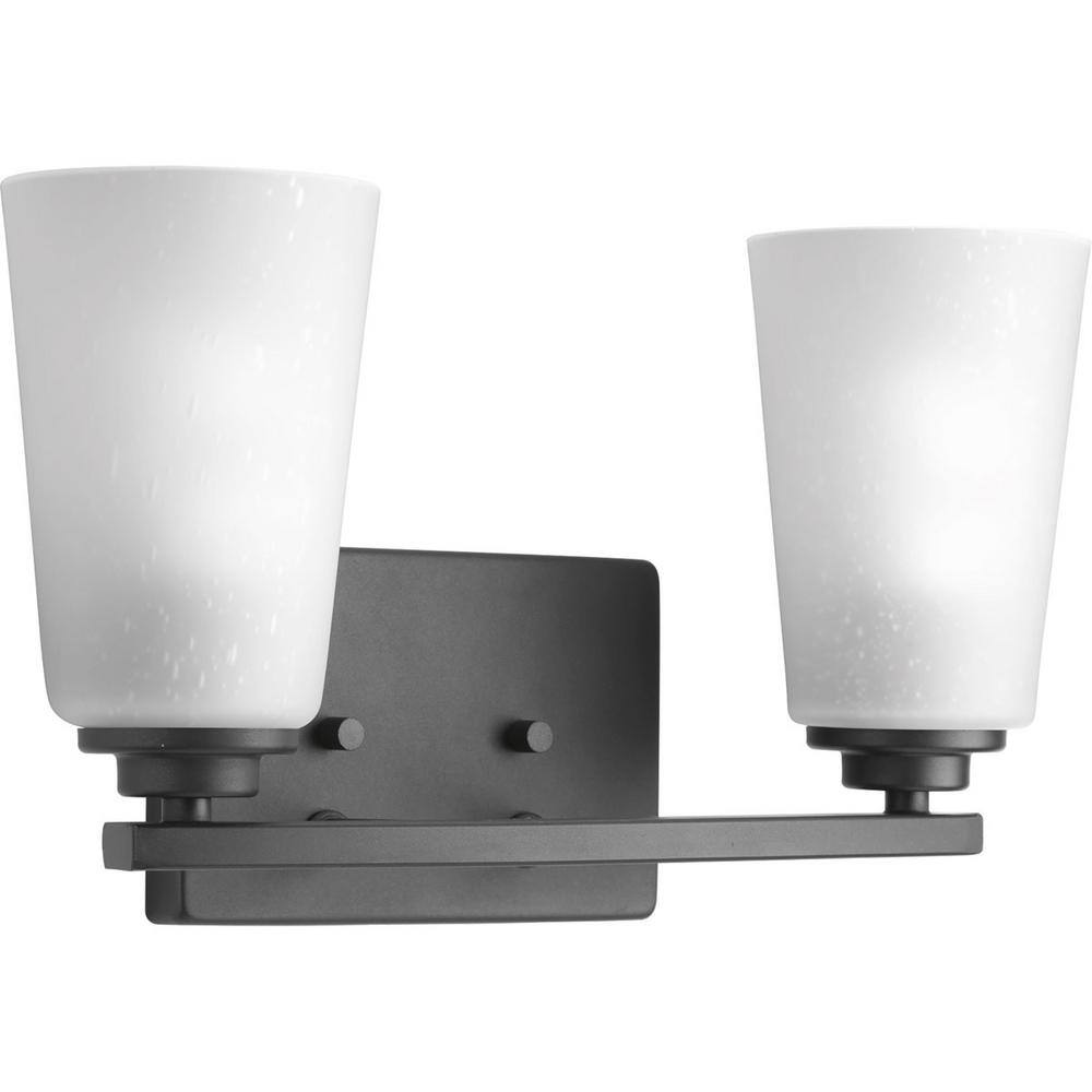 Graphite Nickel 2-Light Bath Vanity Fixture with Clear Seeded Glass