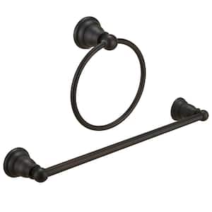 2-Piece Bath Hardware Set Accessories with 18 in . Towel Bar/Rack, Towel Ring Included in Oil Rubbed Bronze