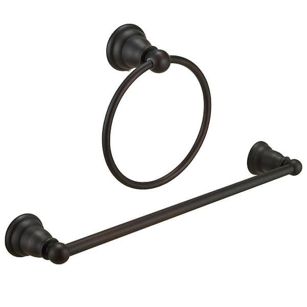 BWE 2-Piece Bath Hardware Set Accessories with 18 in . Towel Bar/Rack, Towel Ring Included in Oil Rubbed Bronze