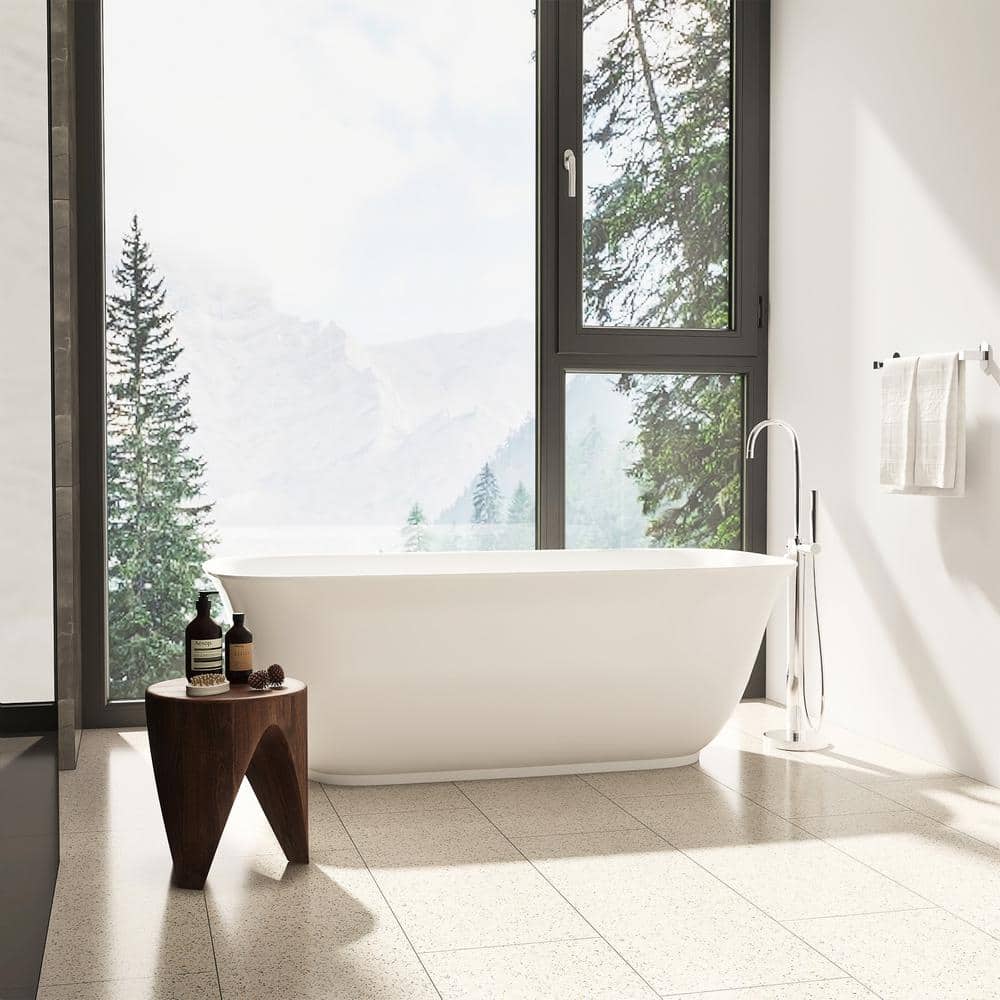 Sarnia 59" Glossy White Freestanding Acrylic Soaking Bathtub