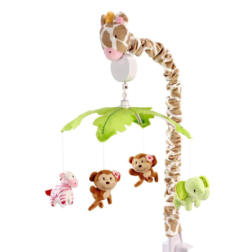 CARTER'S Jungle Collection Pink, Cream and Tan Monkey, Elephant, Zebra and Giraffe Musical Mobile, Pink/ Cream & Tan -  5042079