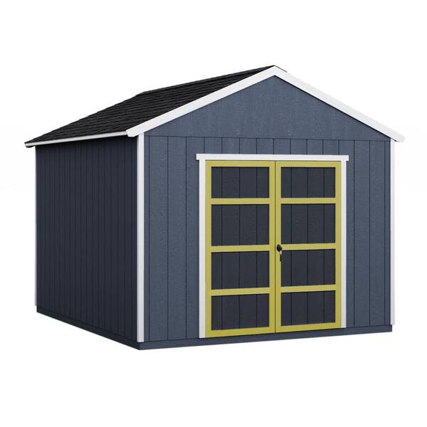 Handy Home Products Installed Rookwood 10 ft. x 16 ft. Wooden Shed with Onyx Black Shingles