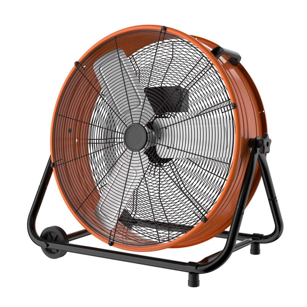 IHOMEadore 27 in. 3 Fan Speeds Drum Fan in Orange with Adjustable Head ...