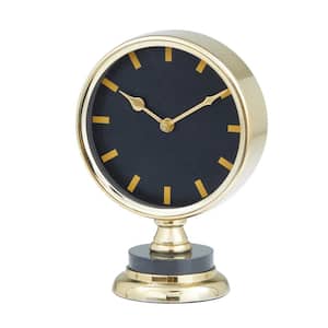 Gold Stainless Steel Analog Clock with Black Face