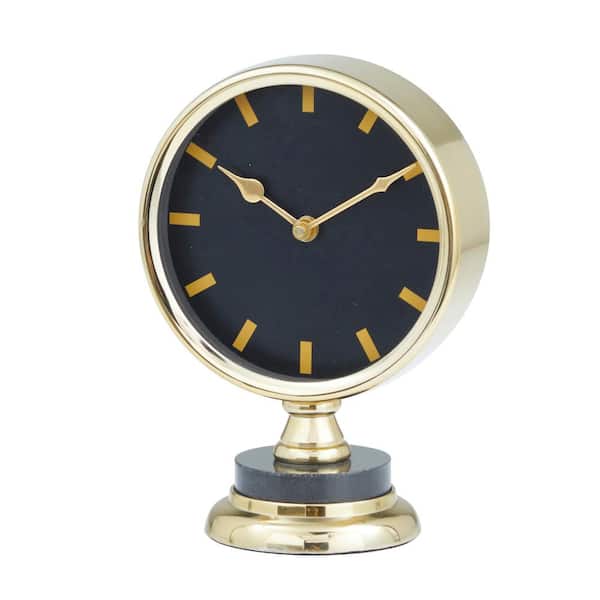 Novogratz 6 in. x 9 in. Gold Stainless Steel Analog Clock with Black Face