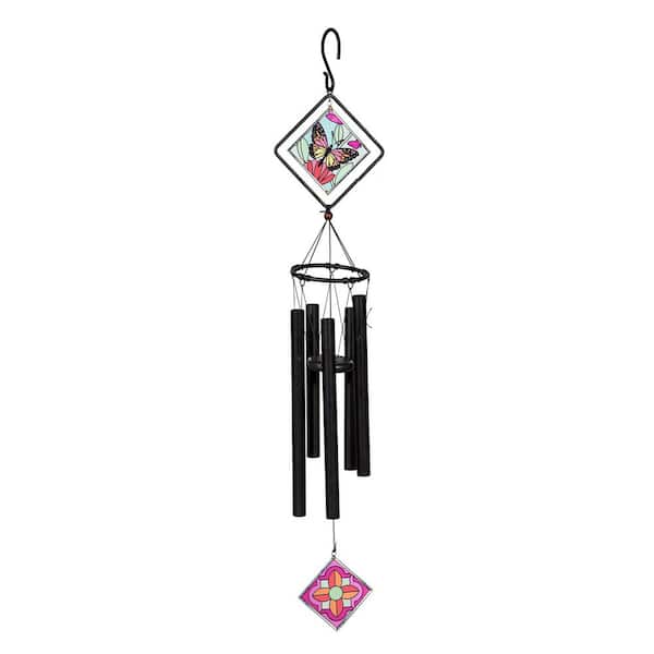 36 in. Monarch Butterrfly Avria Stained Glass Hand Tuned Wind Chime