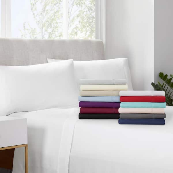 Serta Simply Clean 3-Piece Red Solid 300-Thread Count Microfiber Twin Sheet Set