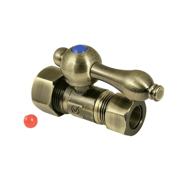 Vintage 5/8 in. O.D Comp x 1/2 in. O.D Comp Brass Straight Shut Off Valve in Antique Brass