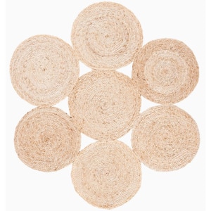 Natural Fiber Beige 5 ft. x 5 ft. Woven Floral Round Area Rug