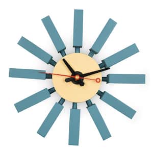 Vdara Blue Analog Wood Non-Ticking Wall Clock