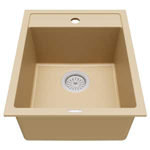 QT-825 Quartz 15-3/4 in. Single Bowl Drop-In Bar Sink in Bisque