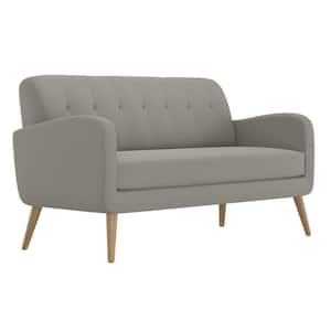 Werner 65.5 in. Dove Gray Linen-Like Fabric with Natural Legs 2-Seat Mid Century Modern Sofa