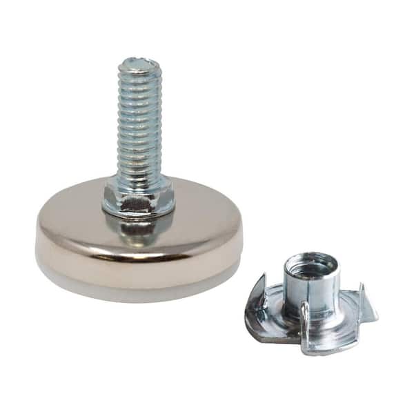 (50-Pack) Titan Nickel-White Hex Base 3/8-16 Thread x 1 in. L Stem Furniture Replacement Leveler with Insert Pro Pack