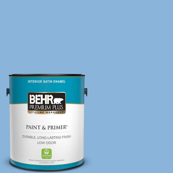 BEHR PREMIUM PLUS 1 gal. #570B-4 Bayou Satin Enamel Low Odor Interior Paint & Primer