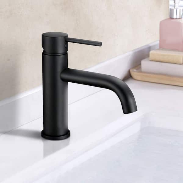 Satico Single-Handle Single Hole Bathroom Faucet in Matte Black