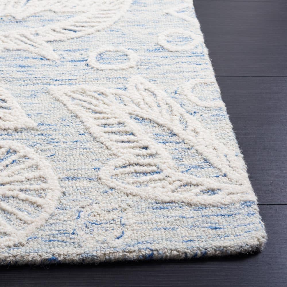 Hand-Tufted Floral Elegance Blue/Ivory Wool Area Rug - 3' x 5'