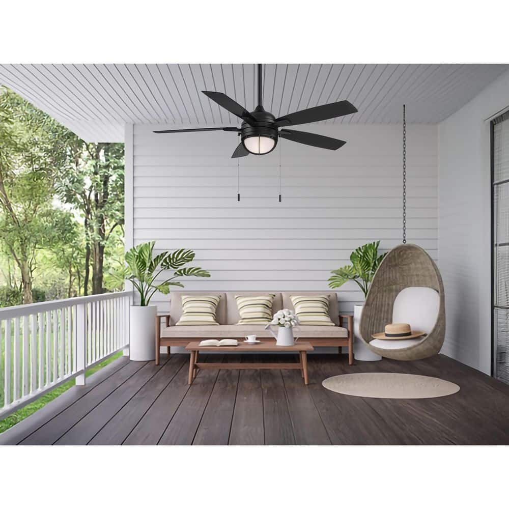 Hampton Bay Seaport II 52 in. Indoor/Outdoor Wet Rated Matte Black