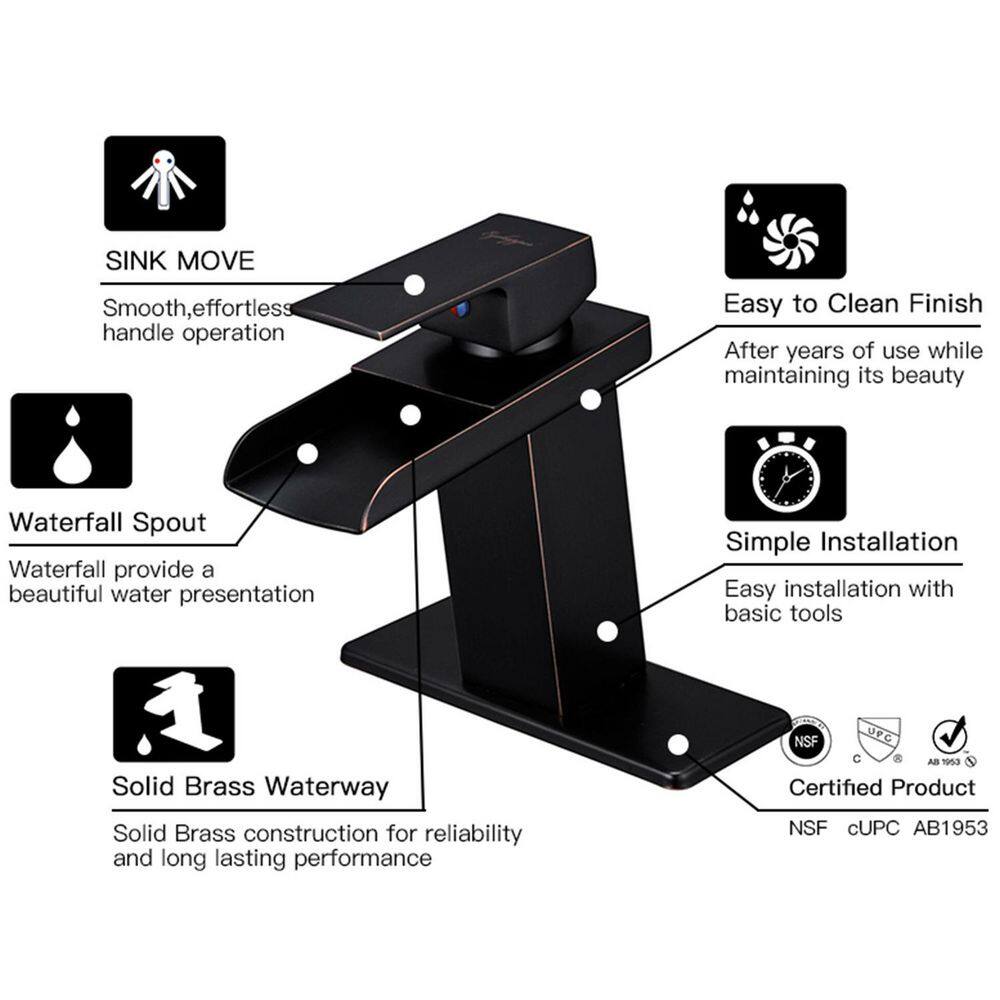 Oil-Rubbed Bronze Single-Handle Waterfall Bathroom Faucet
