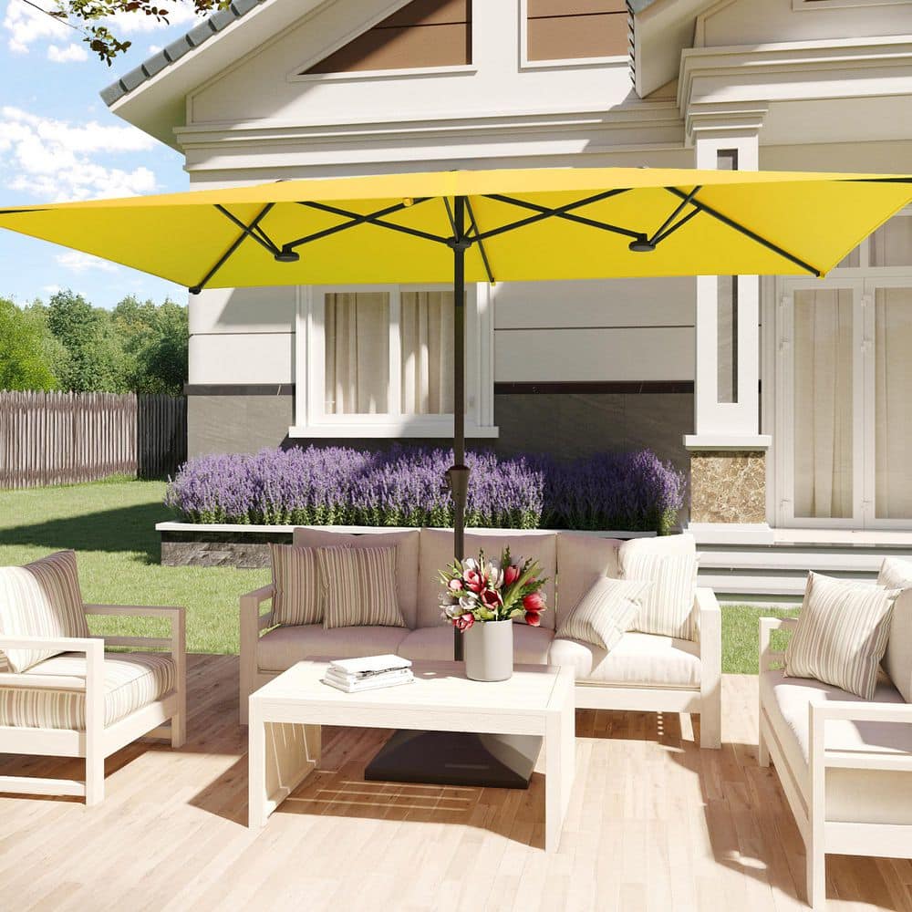 10 x 6.5 ft. Steel Large Double-Sided Outdoor Market Umbrella Patio Umbrella with Crank in Yellow price history on PriceWatchPro