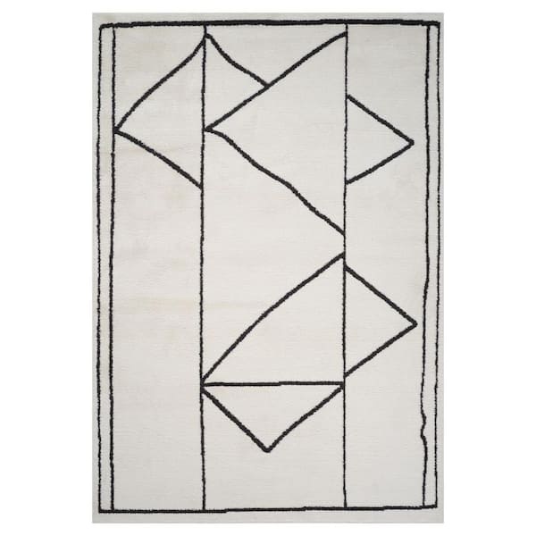 2 ft. x 4 ft. Ivory, Taupe Plaid Washable Area Rugs Runner Rug