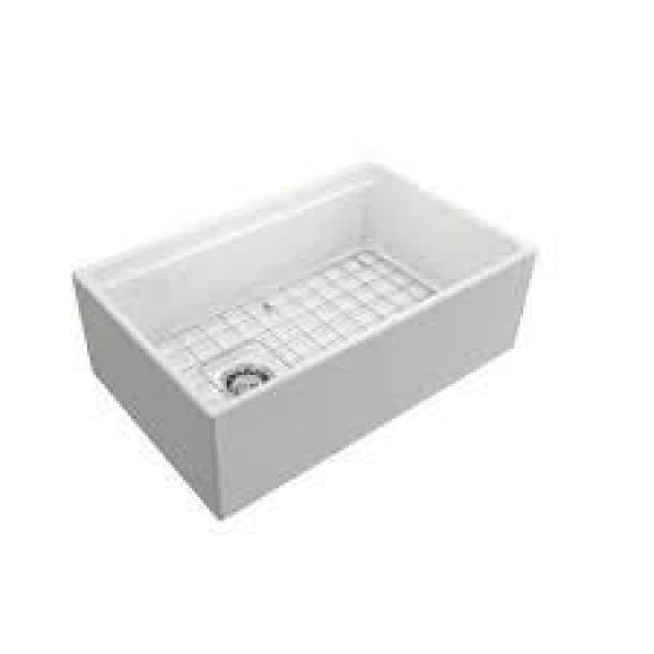 White Granite Farmhouse Apron Kitchen Sink, 33 x 19 Inch