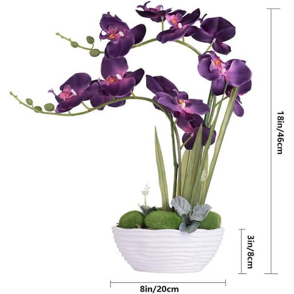 Cubilan 17 .7 in. Large Dark Purple Artificial Potted Orchid Plant